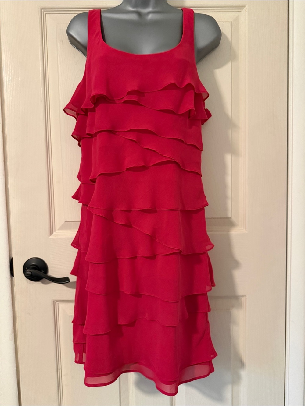 S.L. Fashions Hot Pink Tiered Ruffle Sleeveless Mini Dress